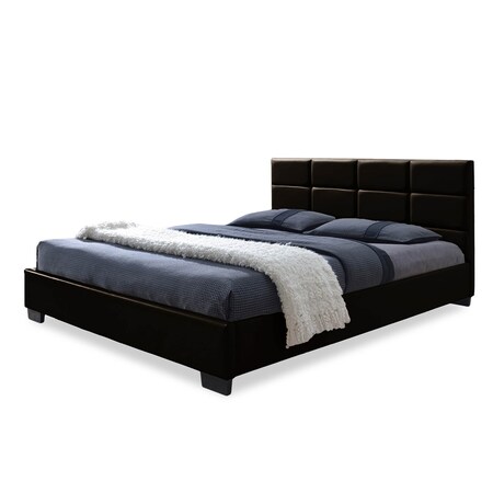 Baxton Studio Vivaldi Dark Brown Faux Leather Padded Platform Base Queen Size Bed 120-6680